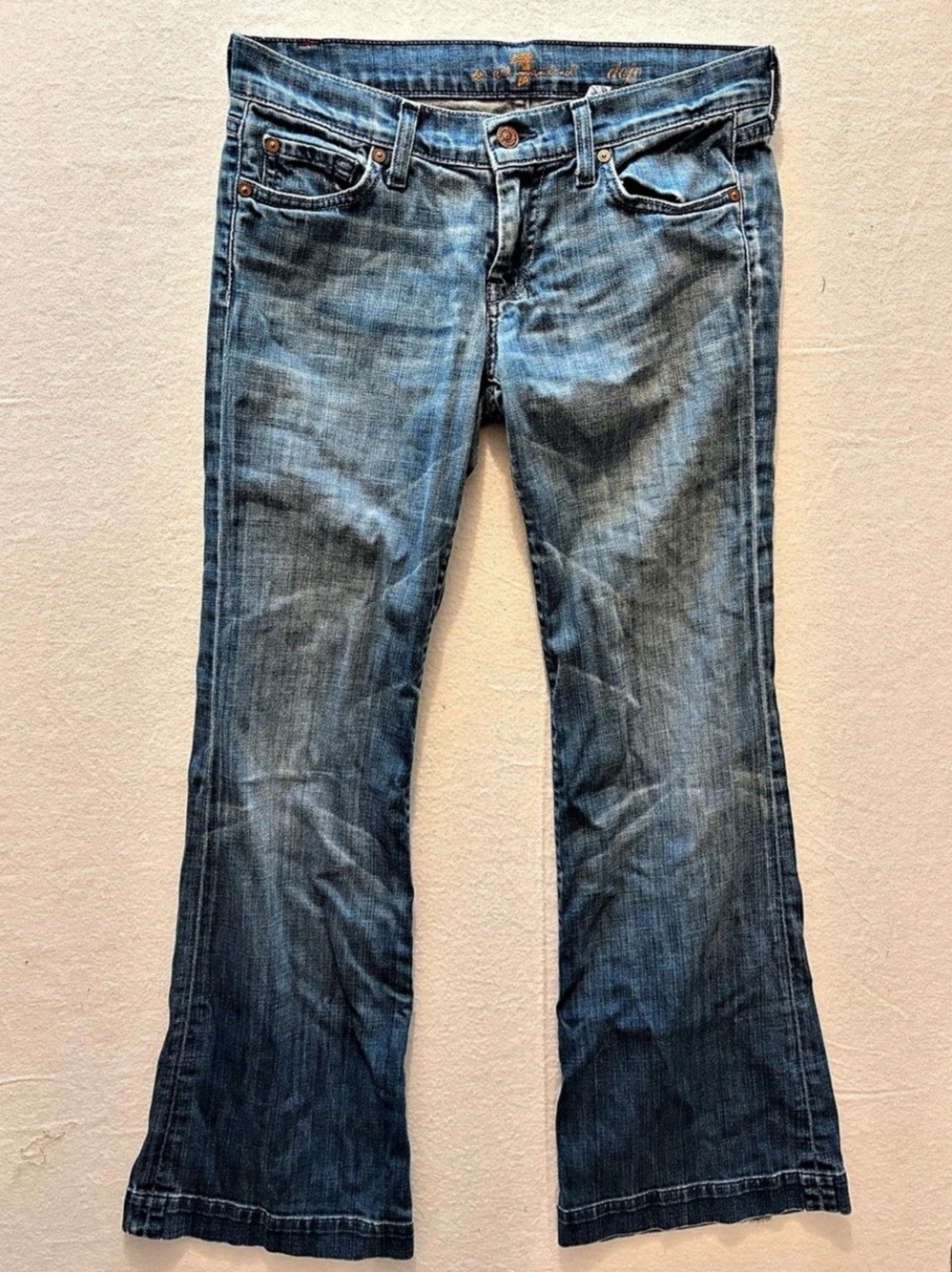 7 For All Mankind Dojo Flare Jeans Waist 28 Blue